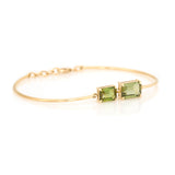 Green Tourmaline Duo Bar Bangle 18k gold Stackable design 1
