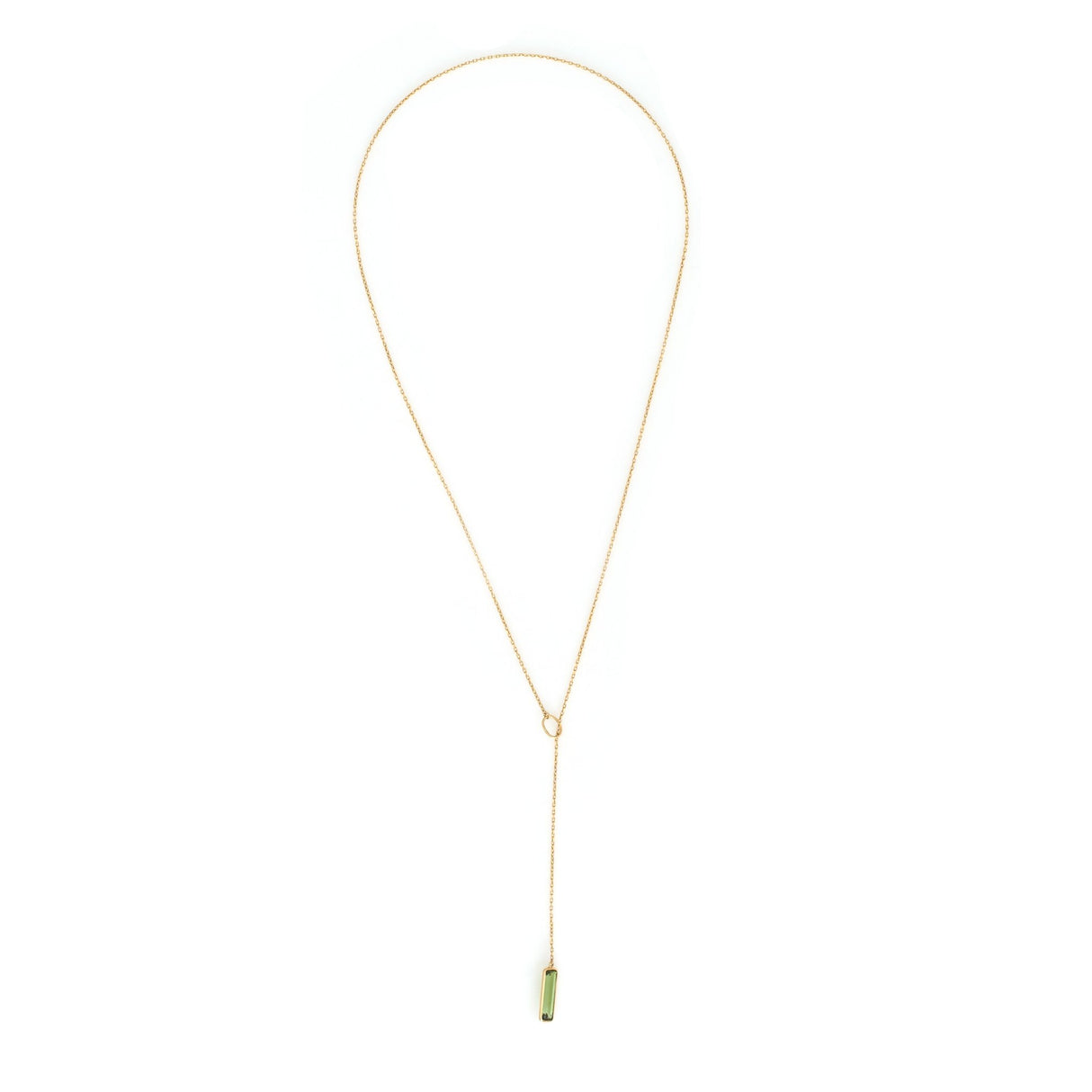 Green Tourmaline Lariat Bar Necklace 18k handmade fine jewelry 3