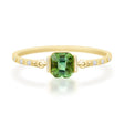 Green Tourmaline Petite Circle Diamond Ring  18K Stackable ring