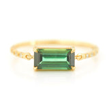 Green Tourmaline Petite Circle Diamond Ring
