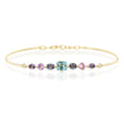 Green Tourmaline & Pink and Grey Spinels Compass Bangle YG14K stackable design