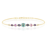 Green Tourmaline & Pink and Grey Spinels Compass Bangle YG14K stackable design