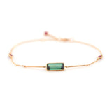 Green Tourmaline & Ruby Bar Bracelet 18k gold stackable design