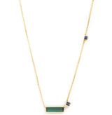 Green Tourmaline & Sapphire Bar Necklace 18k handmade fine jewelry