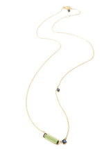 Green Tourmaline & Sapphire Bar Necklace 18k handmade fine jewelry 2