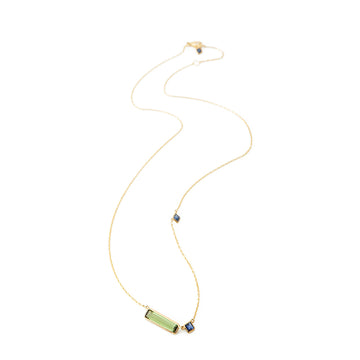 Green Tourmaline & Sapphire Bar Necklace