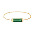 Green Tourmaline Slim Bar chain ring 14K gold stackable design