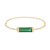 Green Tourmaline Slim Bar chain ring 14K gold stackable design