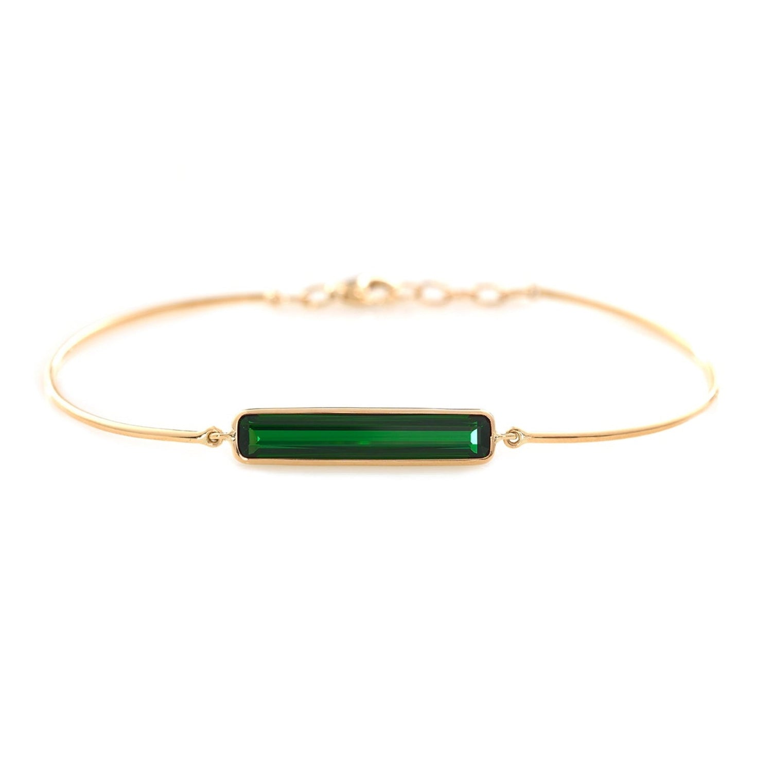 Green Tourmaline Supreme Bar Bangle 18K gold  stackable design