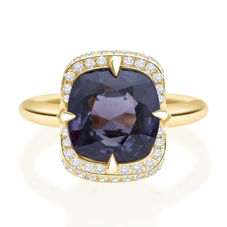 Grey Spinel Aurora Ring 18k gold engagement ring