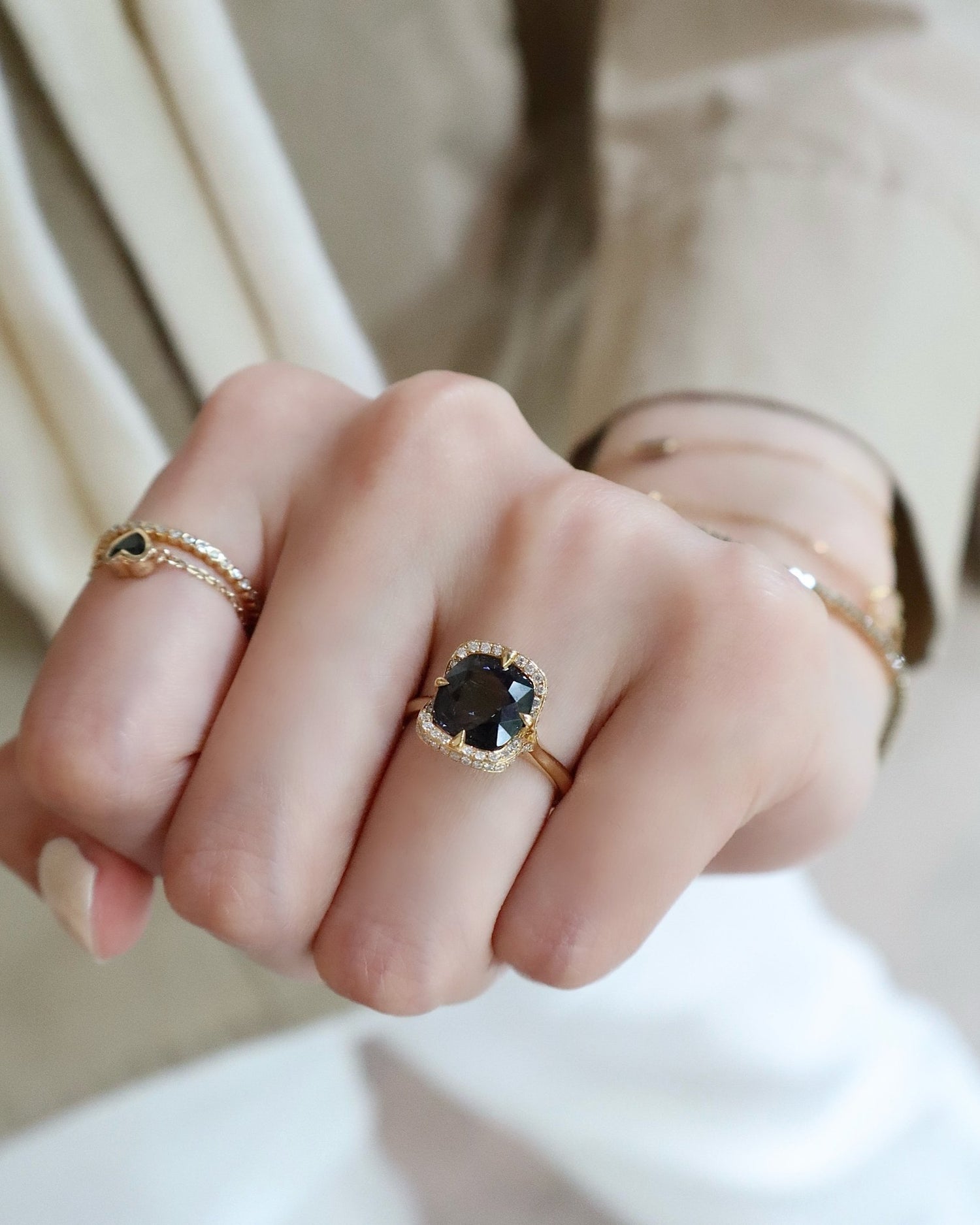 Grey Spinel Aurora Ring