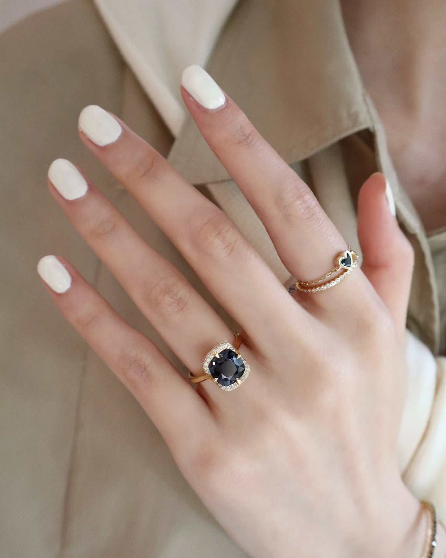 Grey Spinel Aurora Ring