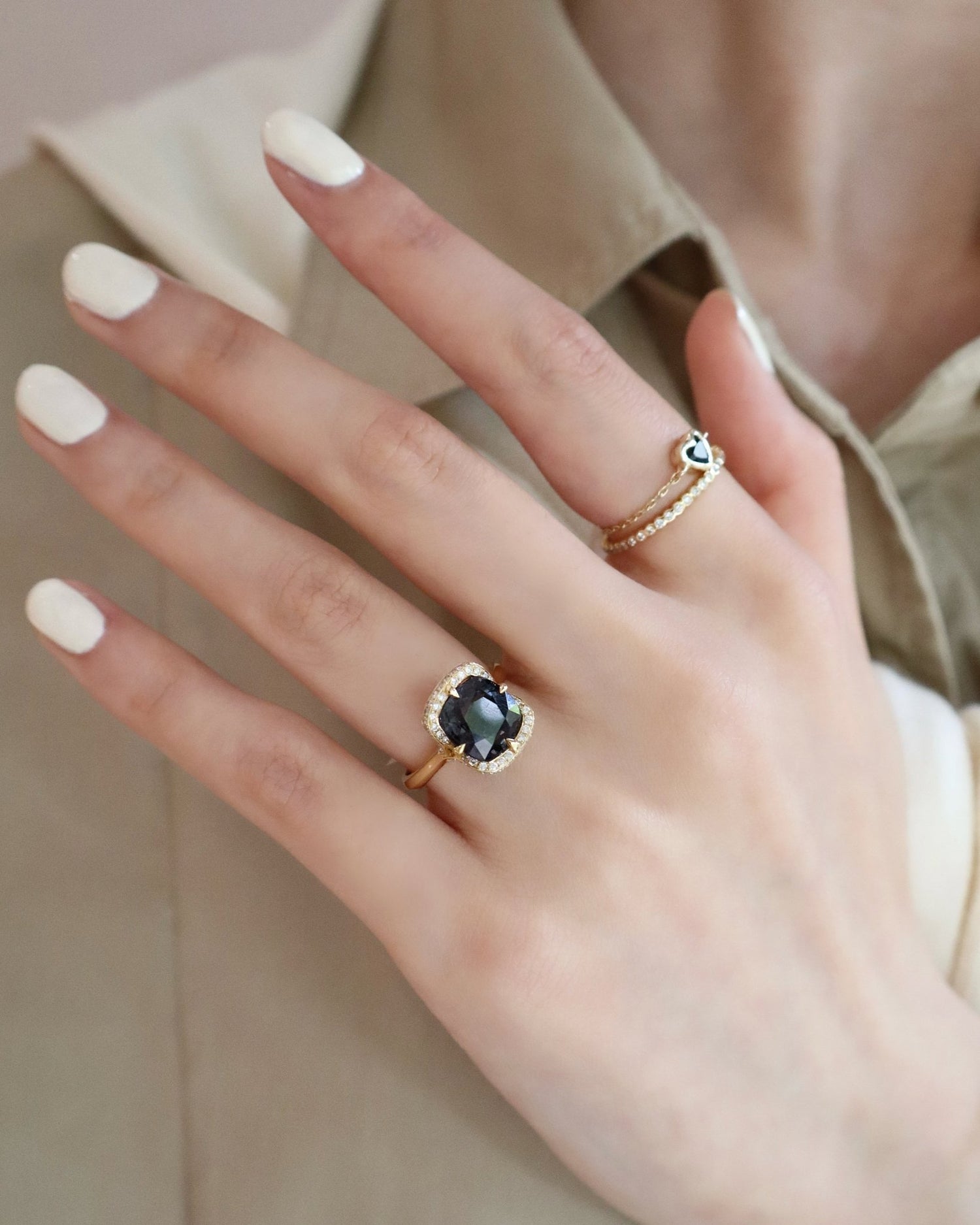 Grey Spinel Aurora Ring