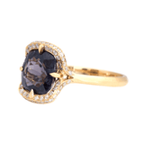 Grey Spinel Aurora Ring 18k gold engagement ring side view