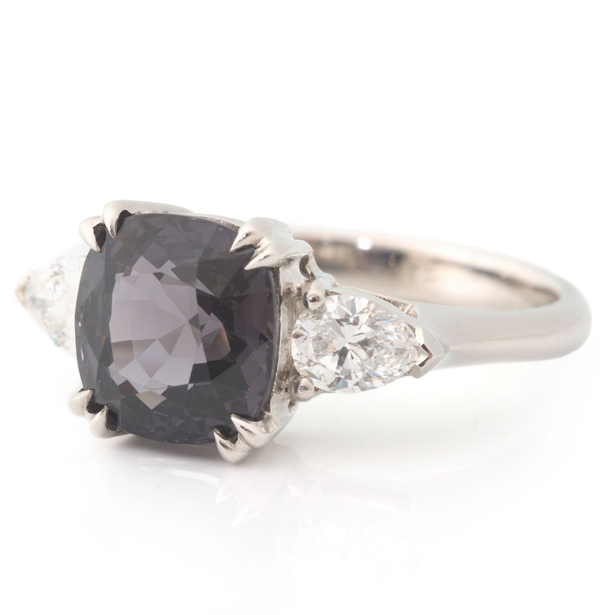 Grey Spinel & Diamond Forever Love Ring 18k gold engagement ring side view