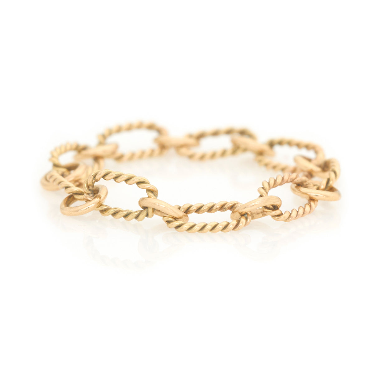 Hand Twisted Chain Ring 14k gold Stackable ring
