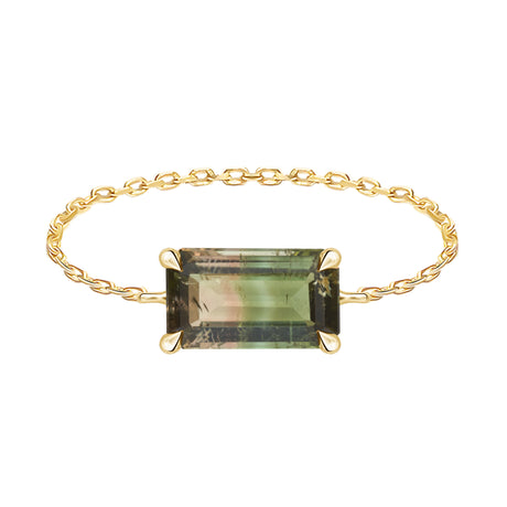 Handmade tourmaline Chain ring 18K Stackable ring