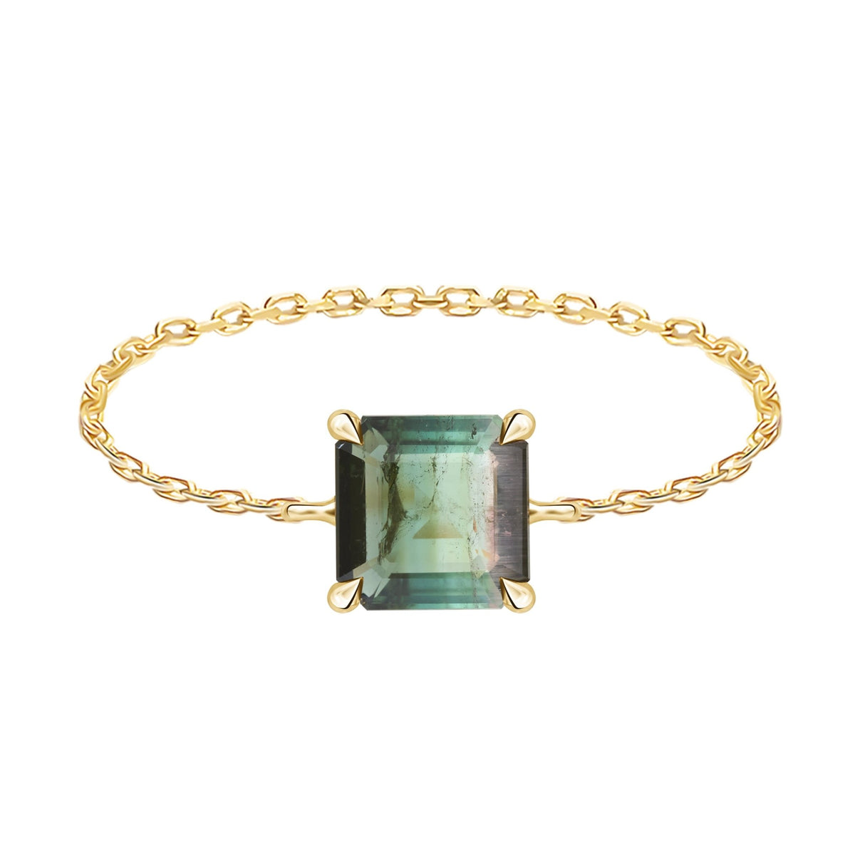 Handmade tourmaline Chain ring 18K Stackable ring 1