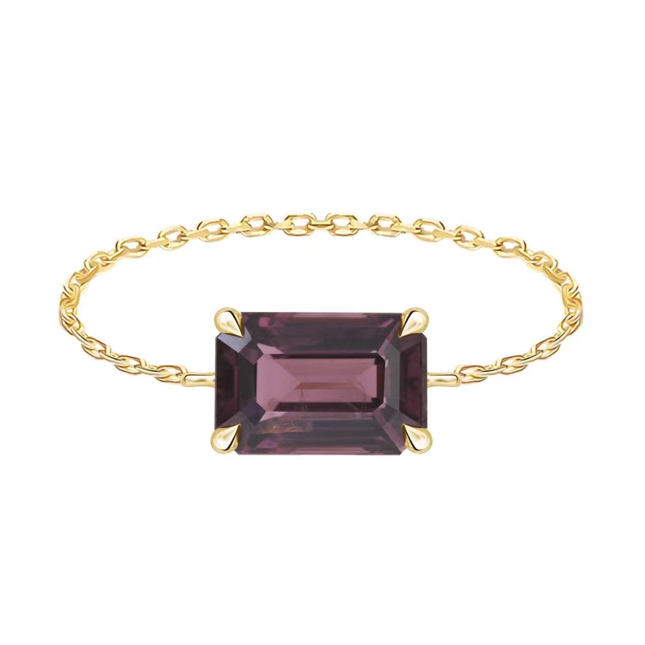 Handmade tourmaline Chain ring 18K Stackable ring 2