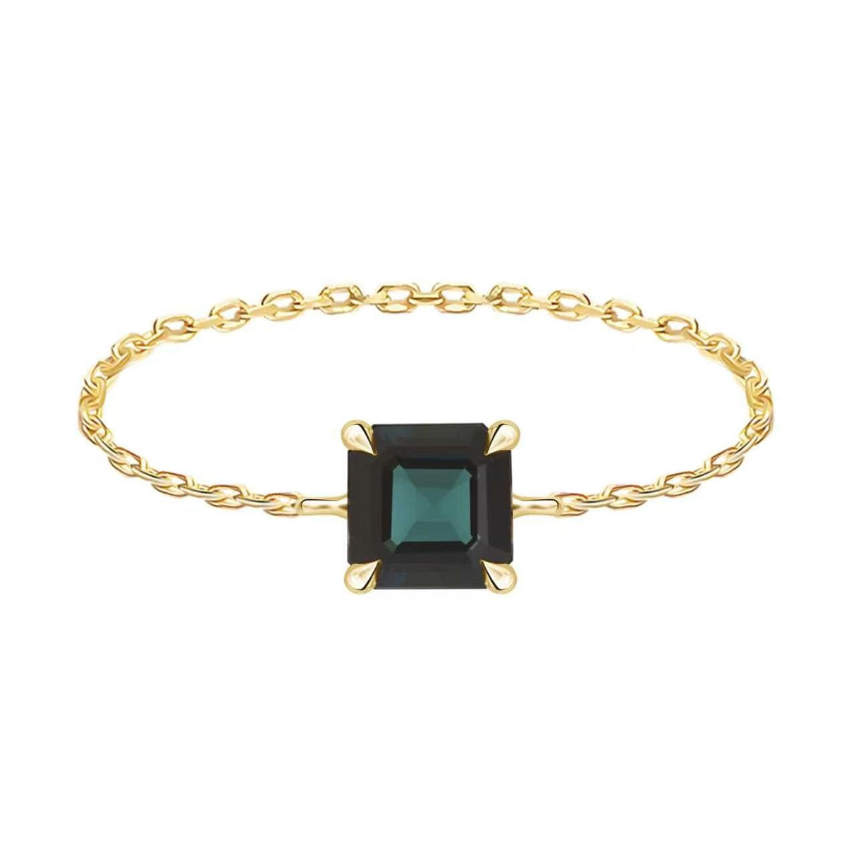 Handmade tourmaline Chain ring 18K Stackable ring 3