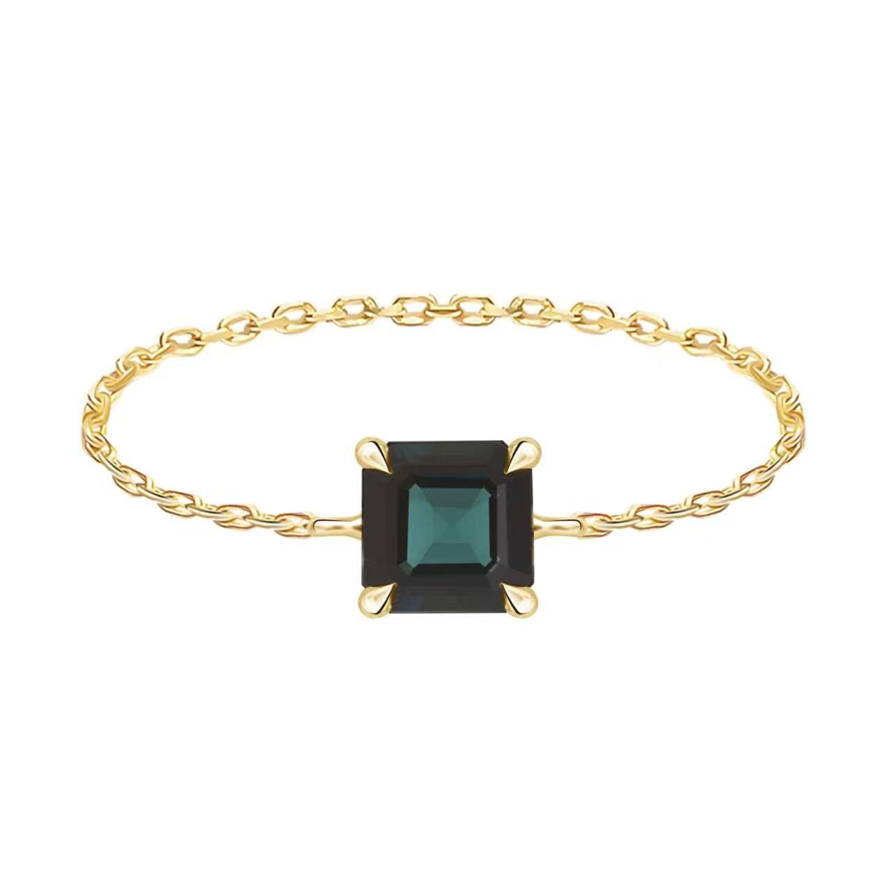 Handmade tourmaline Chain ring 18K Stackable ring 3