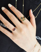 Handmade tourmaline Chain ring 18K Stackable ring on model 1