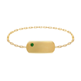 ID emerald Chain Ring 14k gold Stackable ring 