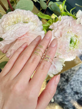 ID gemstone Chain Ring 14k gold Stackable ring on model