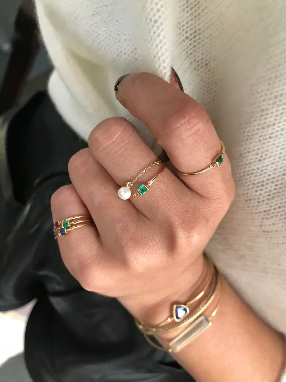 Gemstone Petite Circle Rings