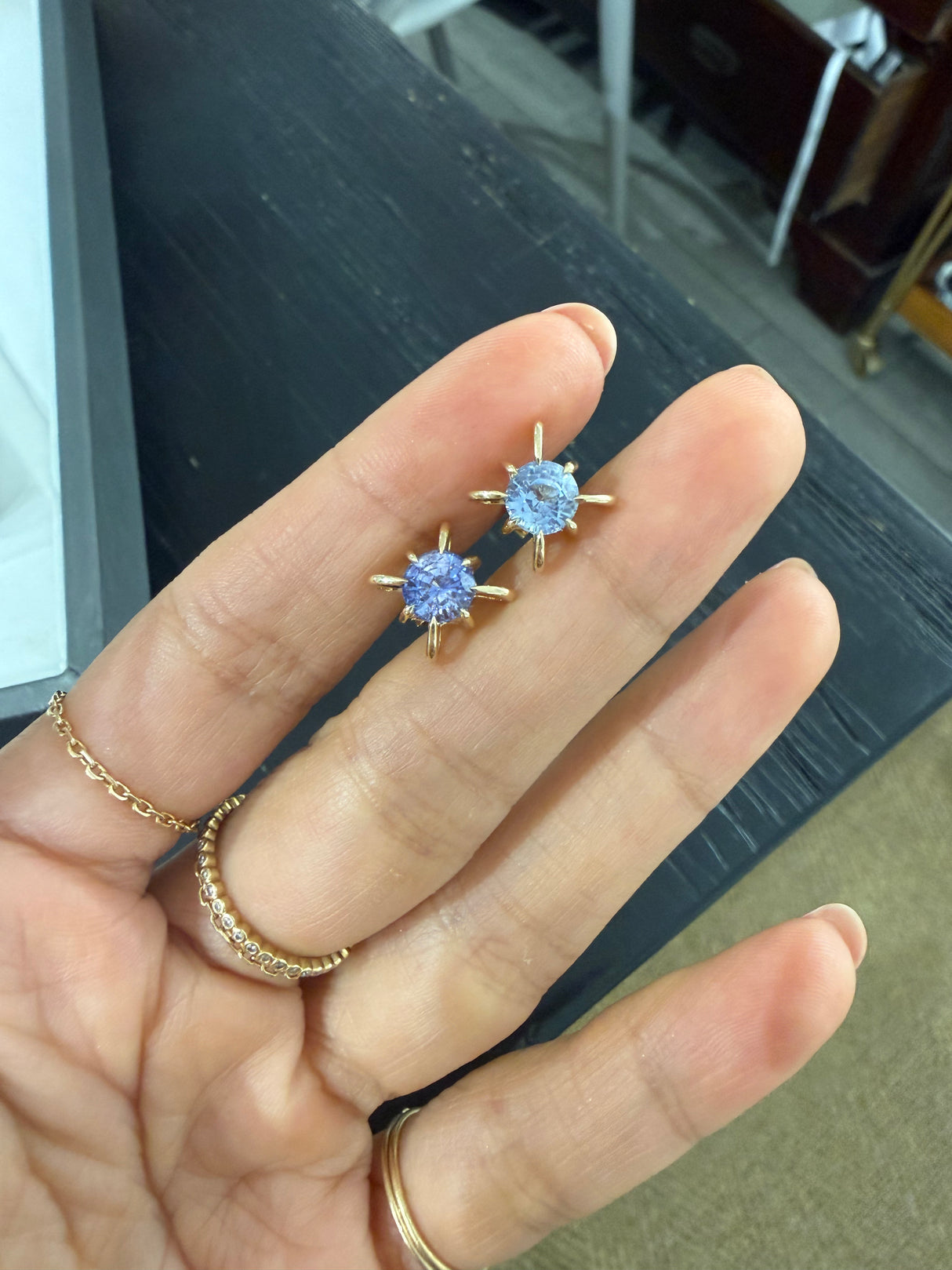 Ceylon Sapphire Starburst Earrings