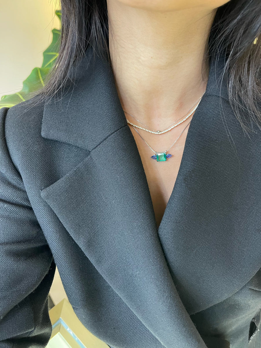 Emerald and sapphire nexus necklace