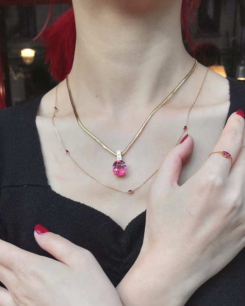 Rubellite And Diamond Supreme Pendant Necklace