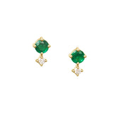 Gemstone & Diamond Dot Studs