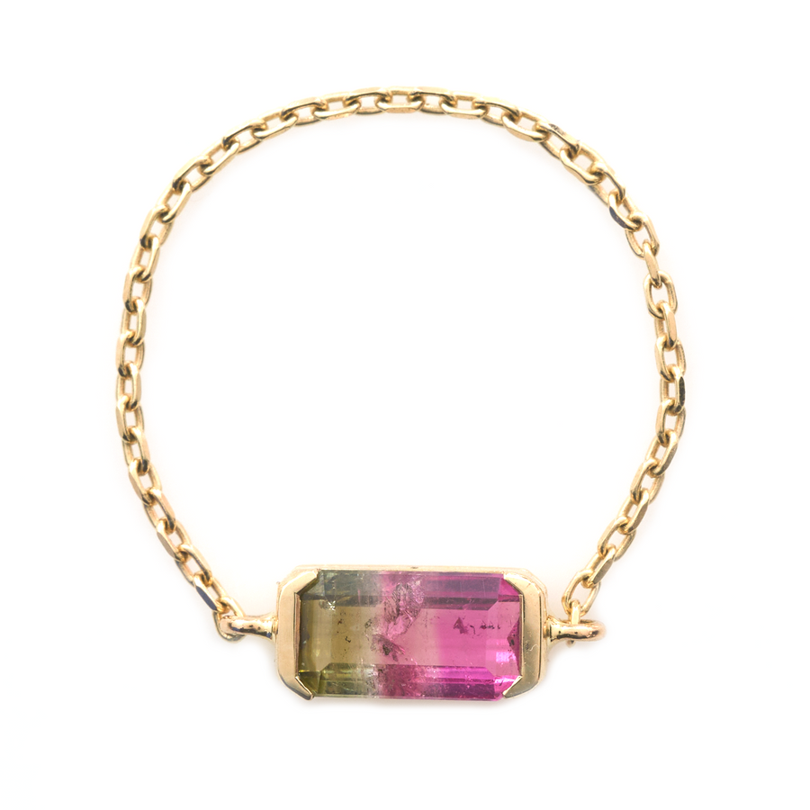 Watermelon Tourmaline Chain Ring