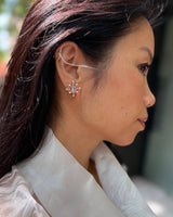 Baby Blue Sapphire & Diamond Starburst Earrings