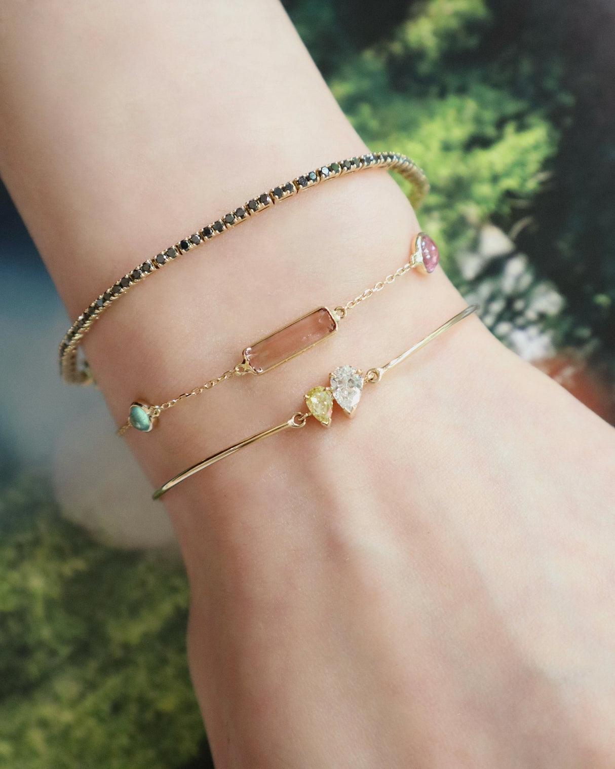 Canary Diamond Double Pear Bangle