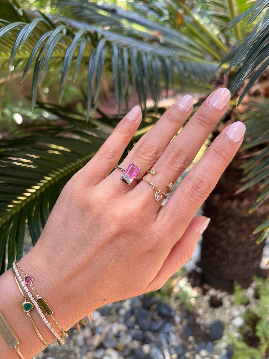 Watermelon tourmaline protection ring