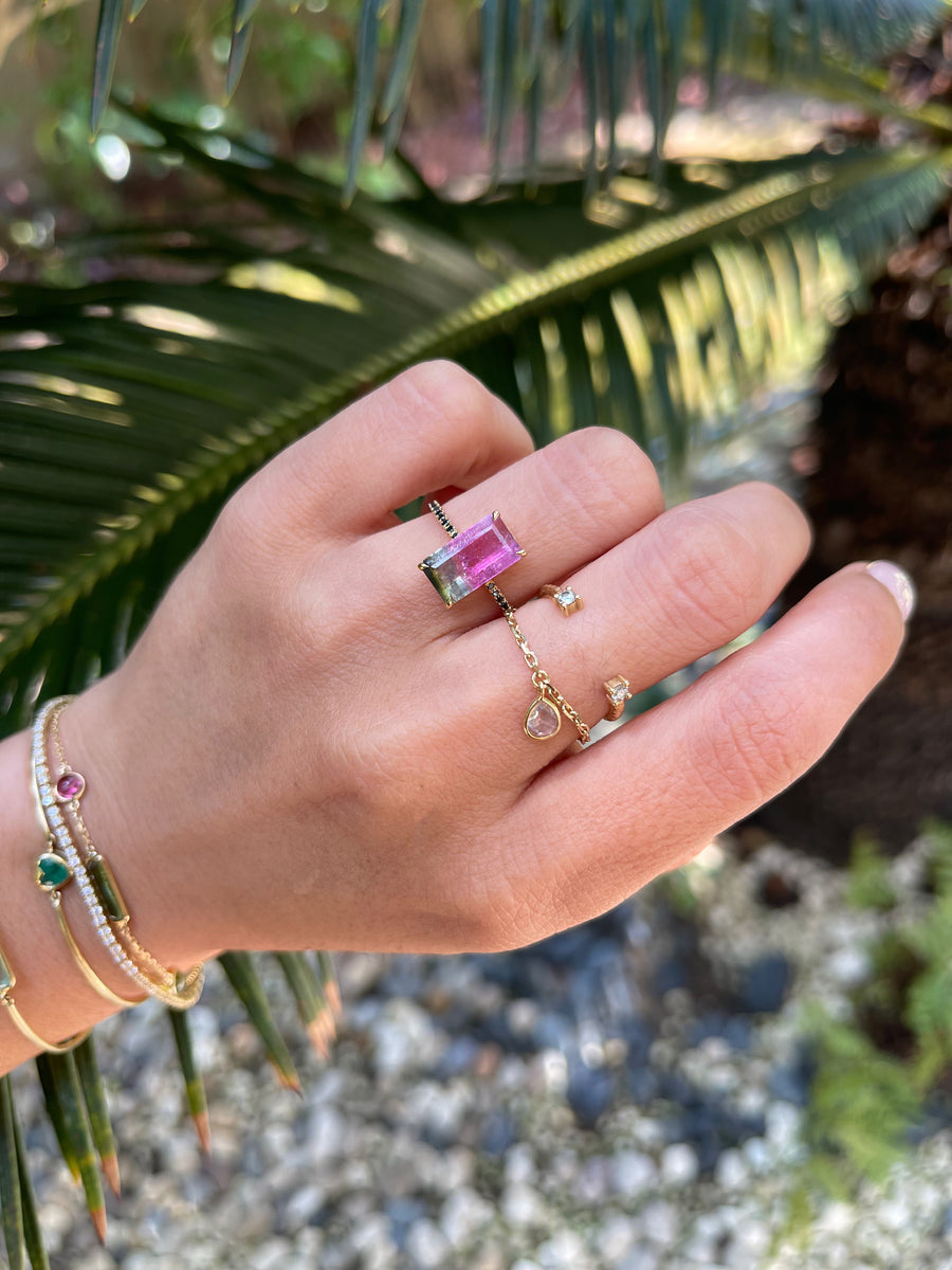 Watermelon tourmaline protection ring