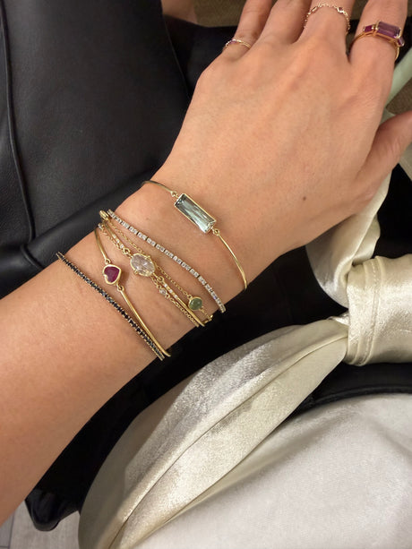 Mirror Cut Mint Tourmaline Bar Bangle