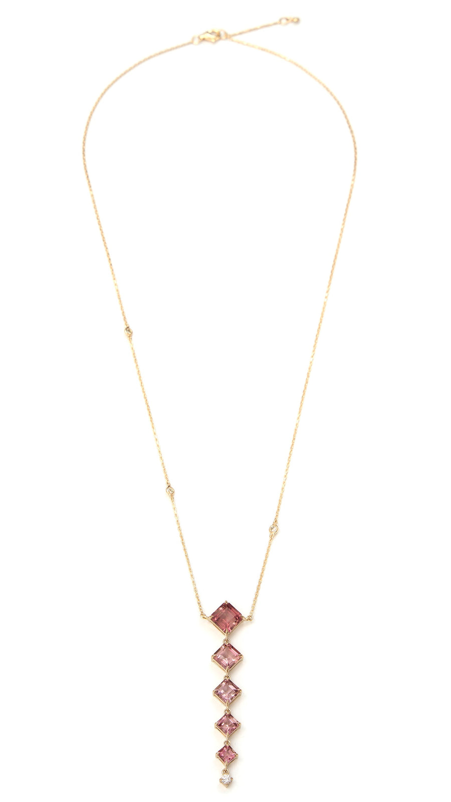 Pink Tourmaline & Diamond Cascade Necklace