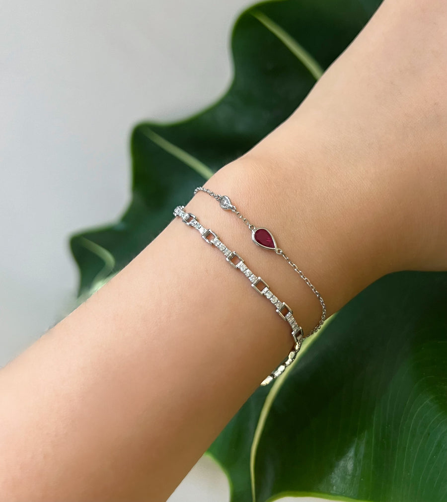 Ruby & Diamond Platinum Candy Bracelet