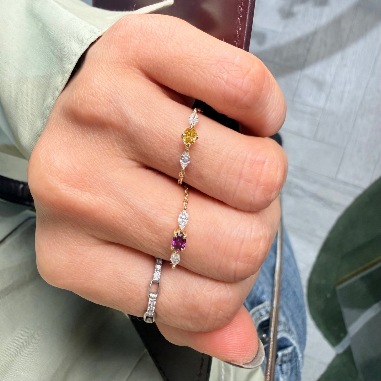 Purple Diamond Dream Weaver Chain Ring