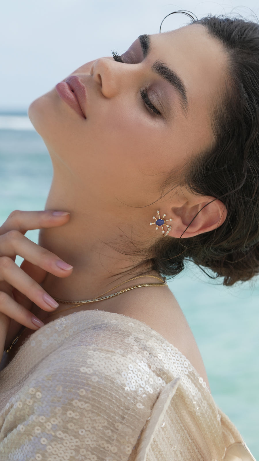 Ceylon Sapphire and Diamond Starburst Earrings