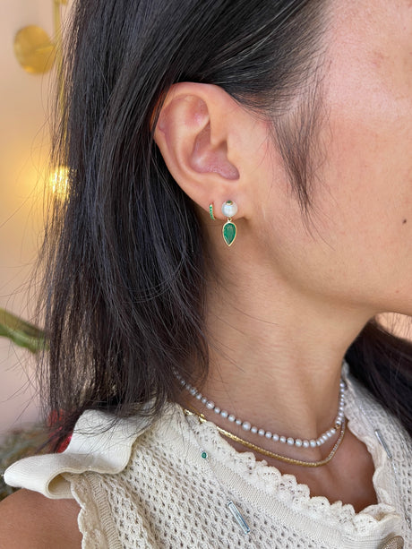 Pearl Emerald & Tsavorite Spike Earrings