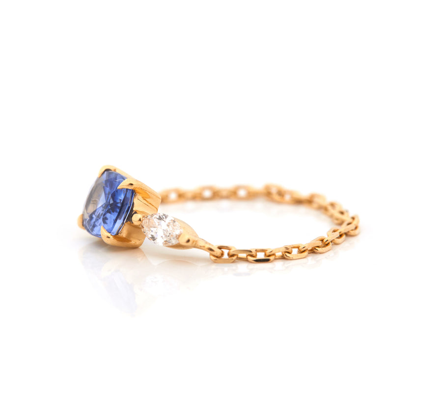 Sapphire & Diamond dream weaver Chain Ring