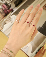 Rubellite Watermelon Tourmaline Petite Circle Diamond Ring
