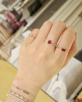 Rubellite Watermelon Tourmaline Petite Circle Diamond Ring