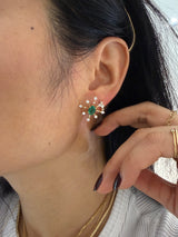 Emerald & Diamond Starburst Earrings
