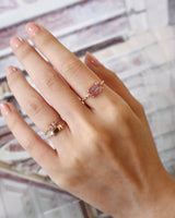 Pink Watermelon Tourmaline Petite Circle Diamond Ring
