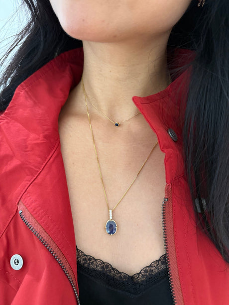 Siam Parti Sapphire & Diamond Supreme Compass Pendant Necklace